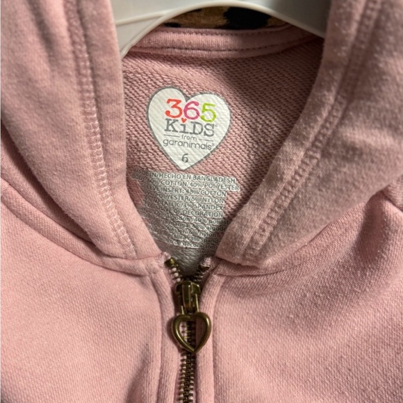 Dusty Rose/Cheetah Print Girls Zip-Up Hoodie - Picture 3 of 3